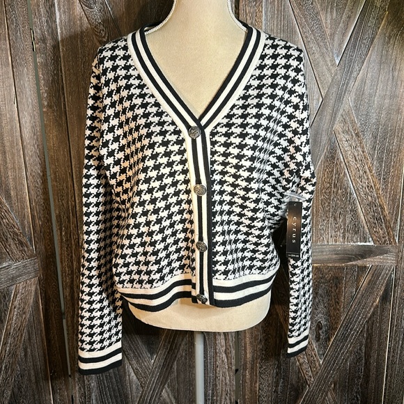 NTW XL Herringbone patterned button up sweater by Cyrus. - Picture 1 of 7